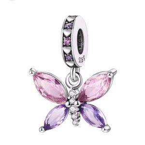 925 Glass Butterfly Bracelet Charm-For Most  Charm Bracelets-NEW
